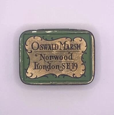 Cerniera per francobolli vintage Oswald Marsh in latta - Immagine 1 di 4