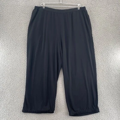 Calça Ulla Popken Feminina 20 22 Plus Preta Puxar Bolsos Capri Elásticos Todos os Diários - Imagem 1 de 4