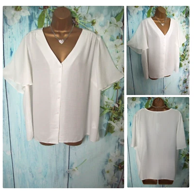 NEW LOOK CURVES TOP PLUS SIZE 22, Ivory white Button Through Blouse  BNWTS - Image 1 of 4