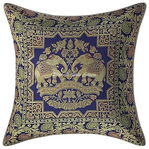 Pillow Cover Boho Elephant Brocade Jacquard Decor Car Cushion Case 16 x 16 in - Picture 1 of 5