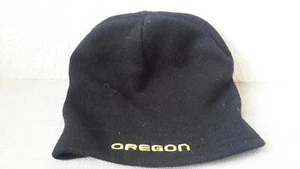 Gorro de punto para hombre Oregon negro/amarillo letras talla única sin etiquetas usado en excelente estado - Imagen 1 de 5