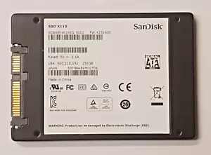 256 GB SATA III SanDisk SSD X110 SD6SB1M-256G-1022I 2D-NAND MLC 2.5" Disco duro - Imagen 1 de 1