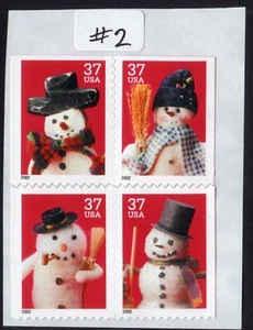 Scott #3687a Snowman Greetings - 37¢ 4 Stamps - MNH Remount #2 - Picture 1 of 1