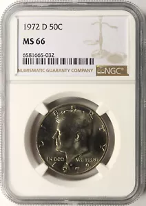 1972-D Kennedy Half Dollar 50c NGC MS66 - Picture 1 of 4