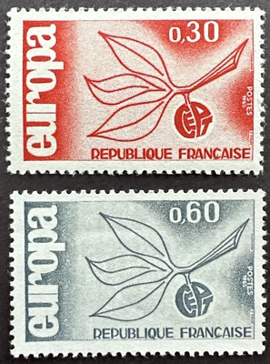 France 1965 Sc# 1131-1132 Set of 2 MNH OG Mi 1521-1522  Europa Olive branch - Image 1 of 2