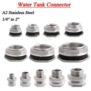 Stainless Steel 1/4" to 2" Thread Fitting Water Tank Connector Water Tower Joint - Picture 1 of 23