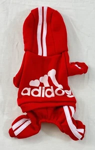 small dog pet clothes dog jumpsuit size XS red button chest hoodie legs - Picture 1 of 5