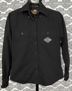 Women's Harley-Davidson Long Sleeve Canvas Button Up Mechanic Shirt SIze XS - Picture 1 of 7