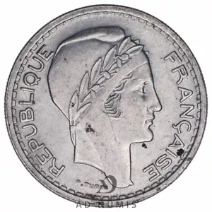 Francia 10 Francos 1947 B Turín Cabeza Pequeña AU Moneda Cuproníquel Francés - Imagen 1 de 2