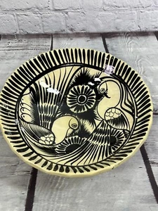 vtg hand made hand painted glazed footed pottery bowl 12 x 5'' - Picture 1 of 6