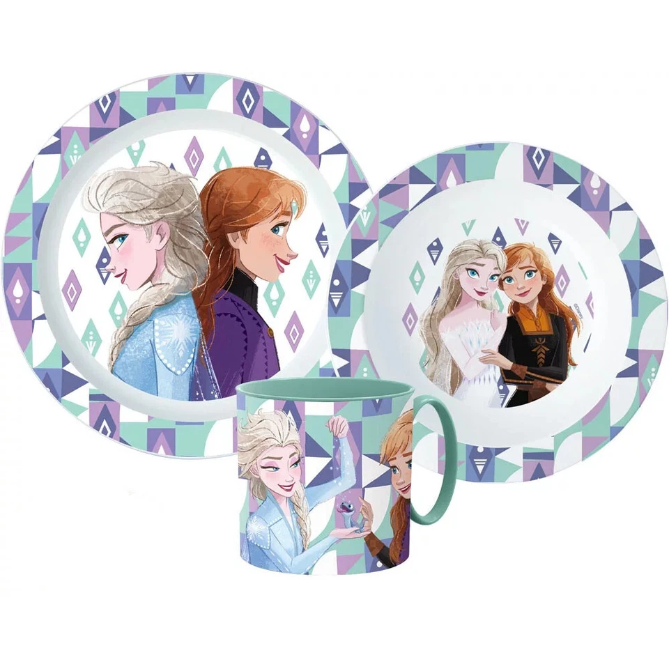 3.tlg Disney Frozen Eiskönigin Geschirrset Besteck Set Frühstücks Kindergarten - Bild 1 von 1