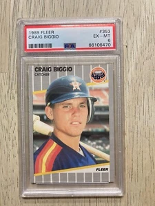 1989 Fleer #353 CRAIG BIGGIO (RC) Houston Astros - Hall of Fame - PSA 6 - Foto 1 di 1