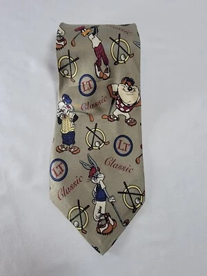 Men's Neck TieLooney Tunes Toons LT Warner Bros 1992 Classic Golf Silk 57 x 3.75 - Image 1 of 4