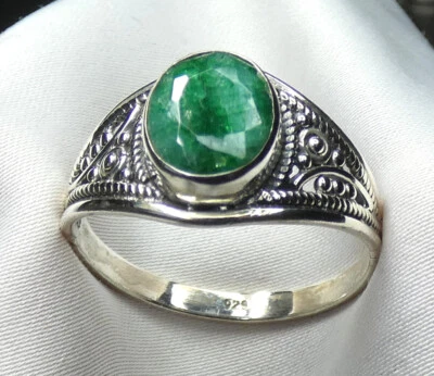 Ring 925 Silber Gr. 21 (66) ovaler, facettierter Smaragd modisches UNIKAT NEU* - Bild 1 von 4