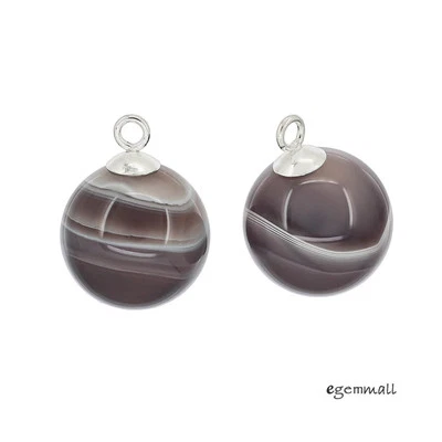 2 cuentas colgantes de plata esterlina de ágata de Botswana 14 mm #98310 Foto 1 de 3