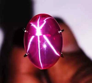 6 Rays NATURAL Red Star Ruby 8 Ct Oval Cabochon CERTIFIED Loose Gemstone - Picture 1 of 9