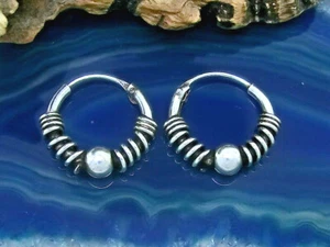 Bali Creolen Sfera Spirale 925 Argento Sterling Orecchini Ø 12mm Gioielli Unisex - Foto 1 di 1