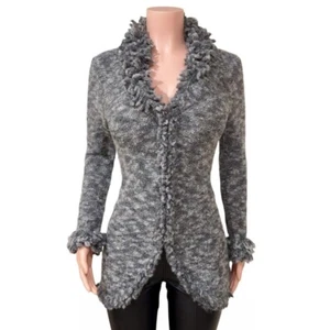 Nine West Women's Grey Wool Blend Long Sleeve Sweater Cardigan Size PM - Picture 1 of 5