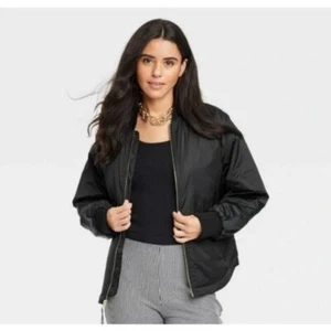 A New Day Bomber Jacket Womens Size Small Black Full Zip Water Resistant NWT - Picture 1 of 10