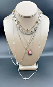 Seis Collares Colgantes Vintage Años 50-60 Cadenas Plata 925 Esmalte Avon Sarah - Imagen 1 de 15