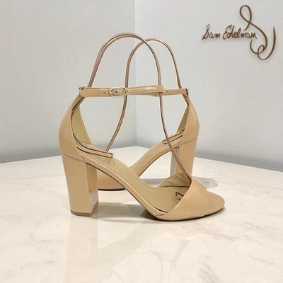 Sam Edelman YARO Blush Patent Leather Block Heel Sandals – Women’s Size 7.5 W - Image 1 of 4