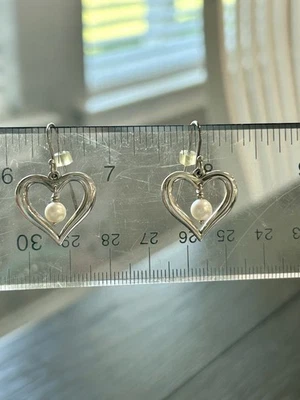 Pendientes James Avery Corazón y Perlas Retirados NUEVO Foto 1 de 4