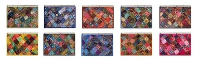 WHOLESALE LOT 10 PCS THREADWORK WALL DECOR HANGING THROW BEADED SARI TAPESTRY - Image 1 of 4