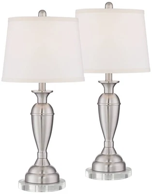 Juego de 2 Lámparas de Mesa Blair Modernas Elevadoras Redondas 26" Alto Níquel Cepillado Dormitorio Foto 1 de 4