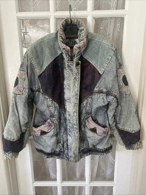 Braetan Vintage 80’s Denim/Corduroy Acid Wash Jacket Floral Print Small - Image 1 of 4