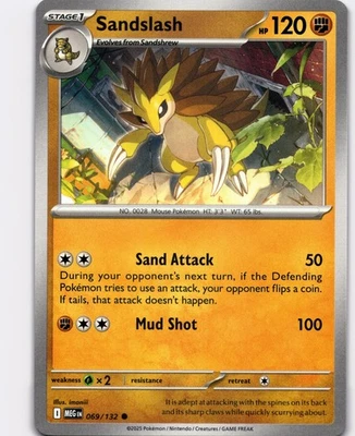 Sandslash Common ME01: Mega Evolution 069/132 NM Pokemon - Image 1 of 2