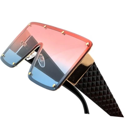 Gafas de sol protecto de gran tamaño sin montura rosa azul lentes degradadas moda mujeres mujeres Foto 1 de 4