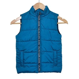 Calvin Klein Boys Size 5 Blue Sleeveless Full Zip Puffer Vest Pockets - Picture 1 of 4