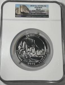 2010 Yosemite National Park ATB 5 oz Silver Coin : NGC MS69 Early Releases - Picture 1 of 2
