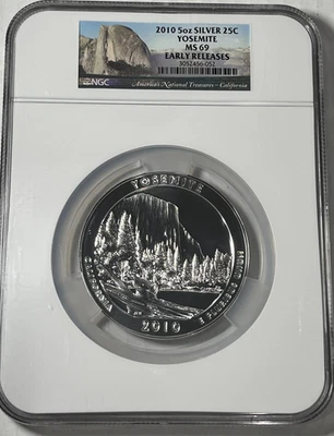 2010 Yosemite National Park ATB 5 oz Silver Coin : NGC MS69 Early Releases - Image 1 of 2