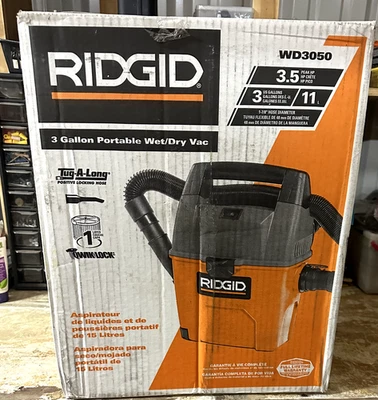 RIDGID Portable Wet Dry Vacuum 120-Volt Corded Cartridge Filter Hose 3-Gal. - Image 1 of 2
