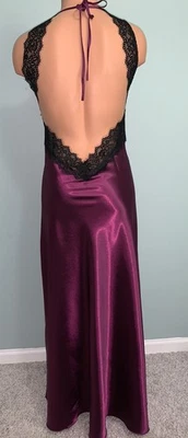 NEW Glossy SATIN NIGHTGOWN Long Full Slip OPEN back  XL 40 42 Glam - Image 1 of 4