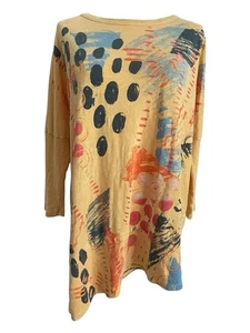 JESS & JANE Shirt Womens XL Boho Hippie Artsy Top Art to Wear Asymmetrical Tunic - Picture 1 of 10