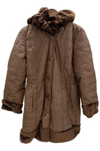 Dennis Basso Women's Quilted Parka with Faux Fur Trim Hood DrkChoco - Picture 1 of 2