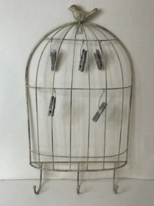 Birdcage Rustic Metal Wall Photo Memo Organizer Board Shabby Chic Farmhouse Hook - Picture 1 of 7