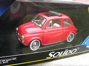 SOLIDO 1/18 METAL FIAT 500 Decouvrable Rouge 1/16