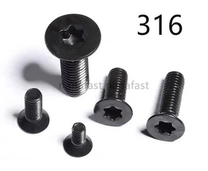 Black 316 Stainless Steel Torx Socket Countersunk Head Screws M3 M4 M5 M6 M8 - Picture 1 of 12