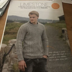 Maglione cavo stile Aran da uomo, calcare - Foto 1 di 6