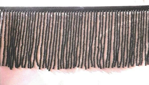 Black 4" seed beaded fringe, great for any project, #414 - Picture 1 of 1