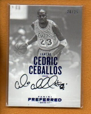 Cedric Ceballos 2016-17 Panini Preferred BK Autographs Blue Auto /25 - Image 1 of 2