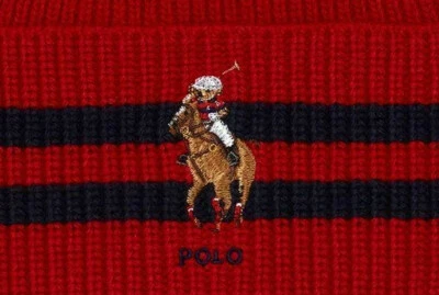Polo RALPH LAUREN Men's Beanie Hat Blue Polo Riding Bear Striped Cuff Skully - Image 1 of 4