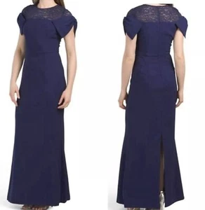 JS COLLECTIONS Women Size 10 Navy Blue Annalise Bow Mermaid Gown Formal Wedding - Picture 1 of 17