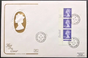 Tira de cilindro Enschede Machin 1995 3x£1 en cubierta de primer día, Queen Elizabeth CDS - Imagen 1 de 2
