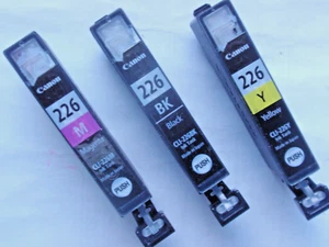 EMPTY (3) Canon 226 printer ink cartridges M Y BK - Photo 1/6