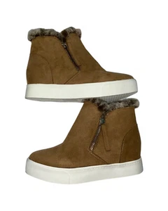 Botín SODA Taylor Oculto Moda Cuña Imitación Piel Cremallera Lateral Bronceado Gamuza Talla 6 - Imagen 1 de 4