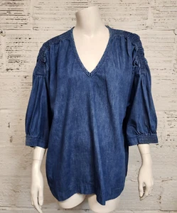 Vintage 80's Gene Ewing BIS Size L California Sunwash Short Sleeve Denim Shirt - Picture 1 of 12
